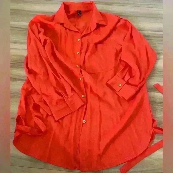 Large orange  button shirt - Picture 6 of 6